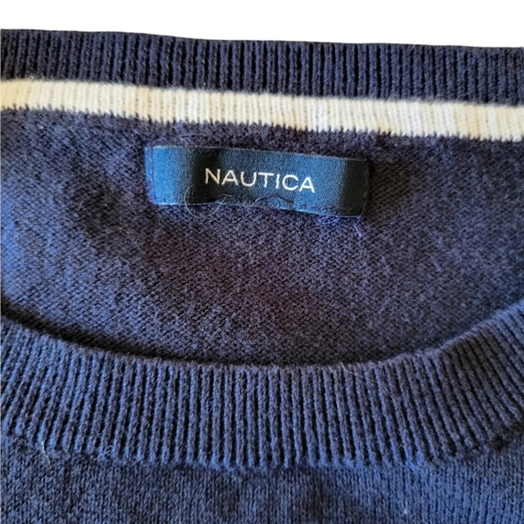 Nautica women's 100% cotton navy/white nautical stripe sweater - Picture 4 of 5